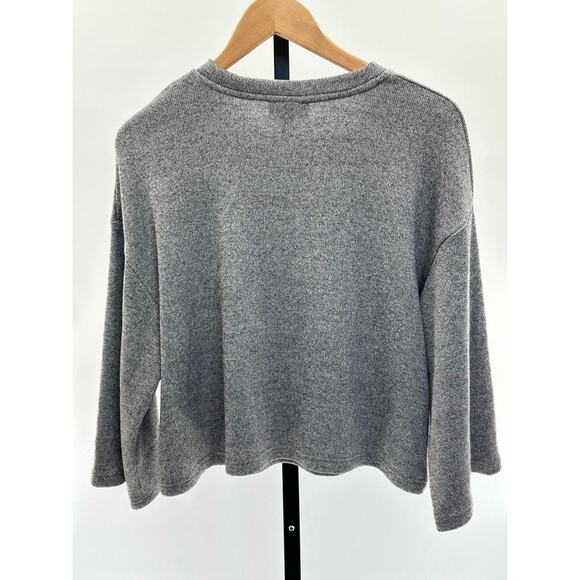 ModCloth Gray Cropped Dolman Sleeve Striped Sweater Sz S - Picture 2 of 7